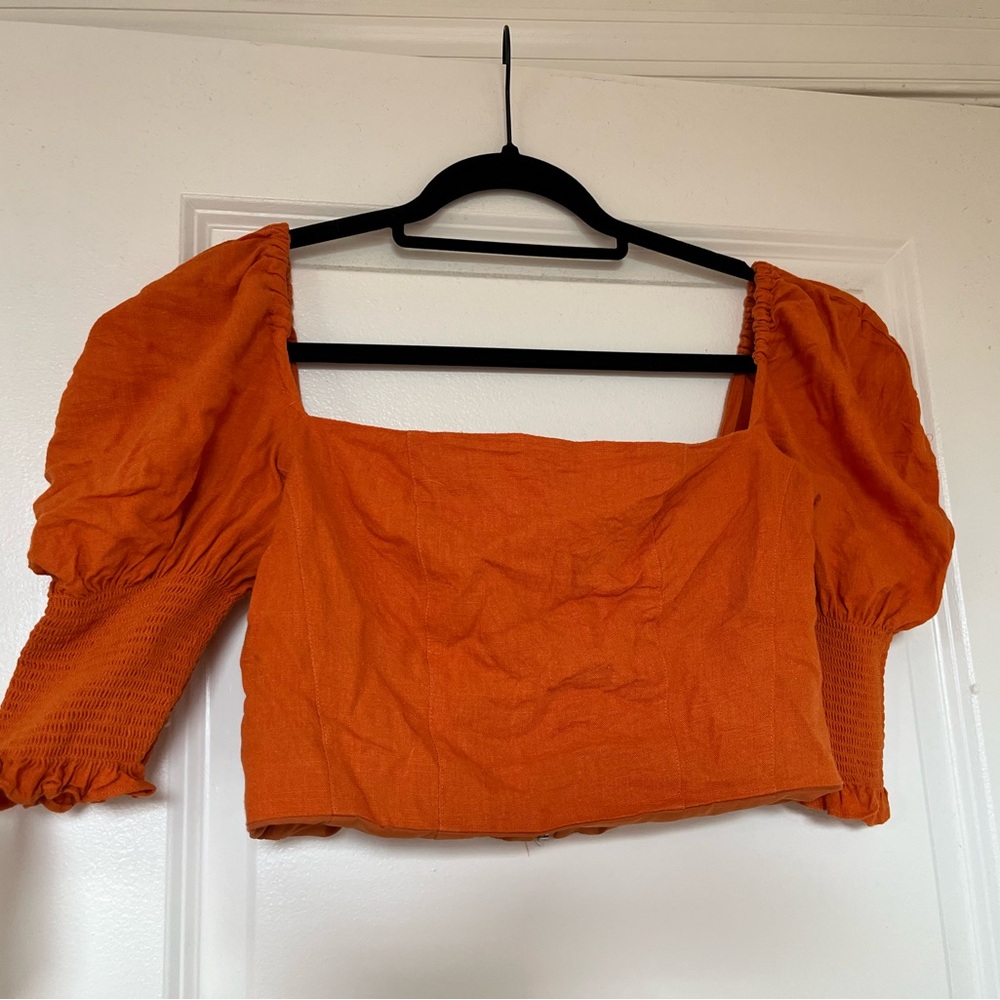 NICHOLAS Orange Puff Sleeve Blouse